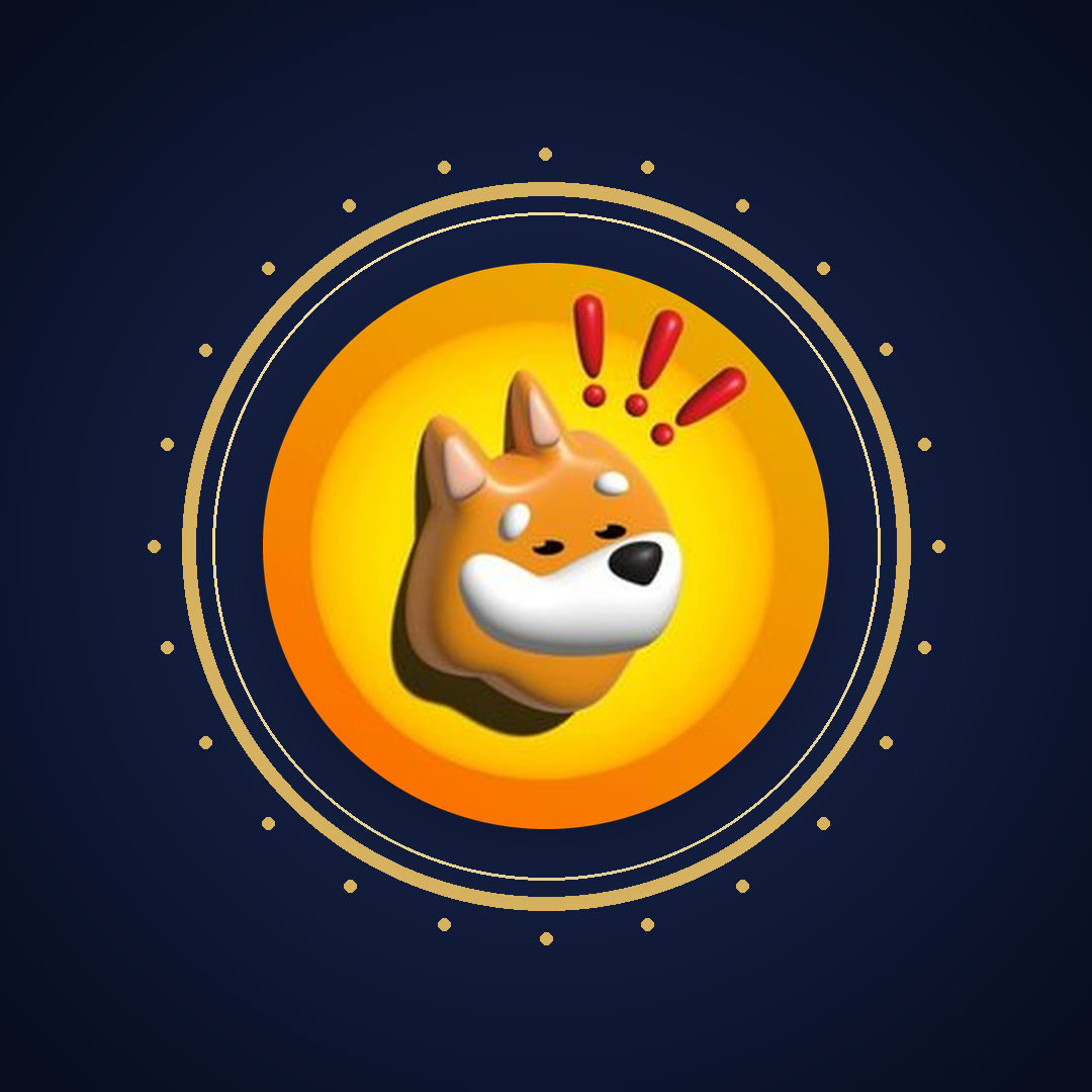 Golden INU coin surrounded by gold rings